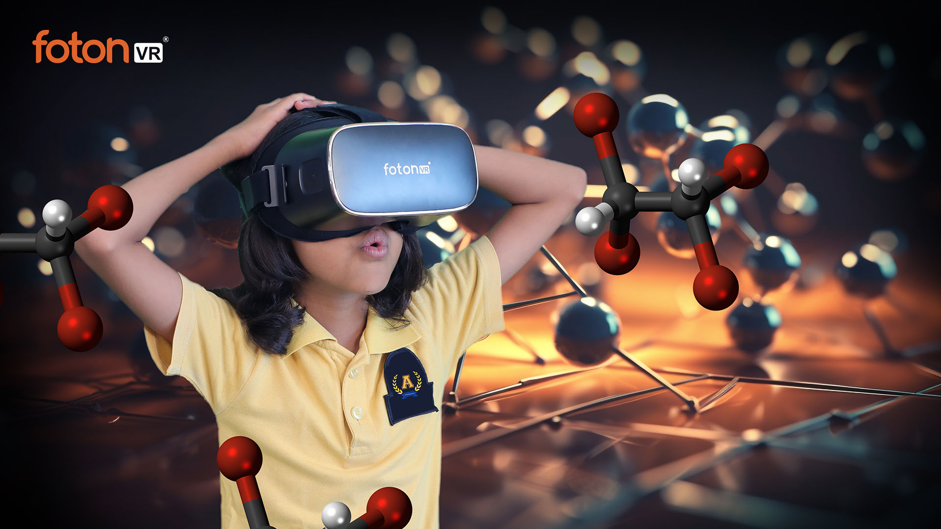 Student exploring molecular structures in VR