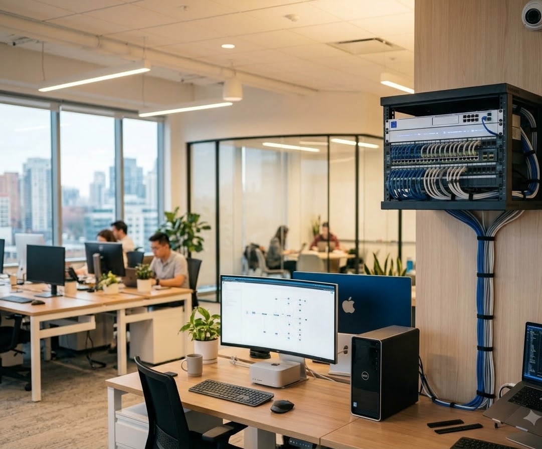 Networking equipment and structured cabling in a rack
